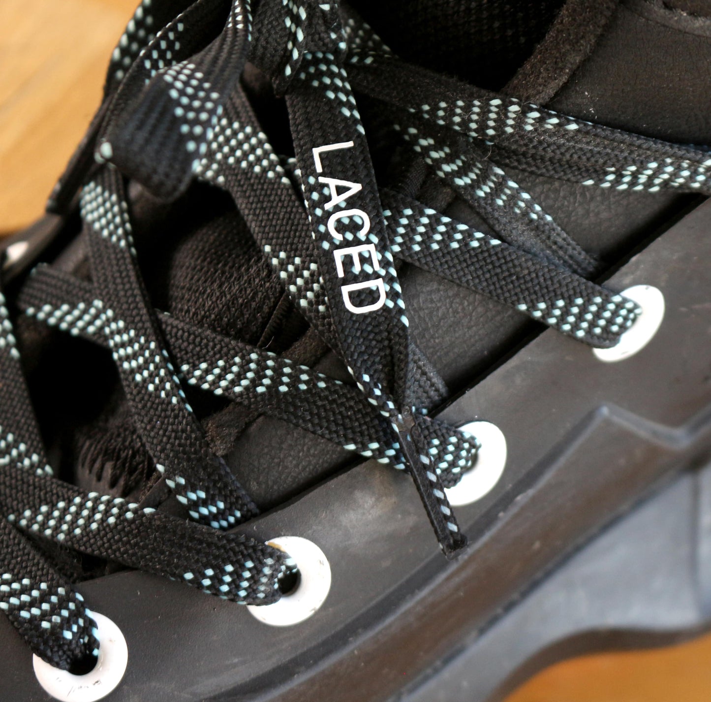 Laced Laces on USD Aeon 60 Basic Aggressive Skates.